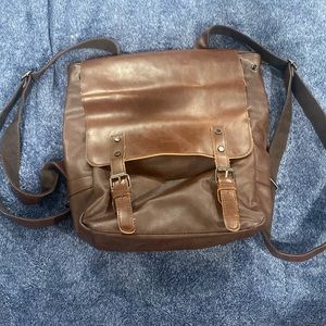 Brown fake leather backpack
